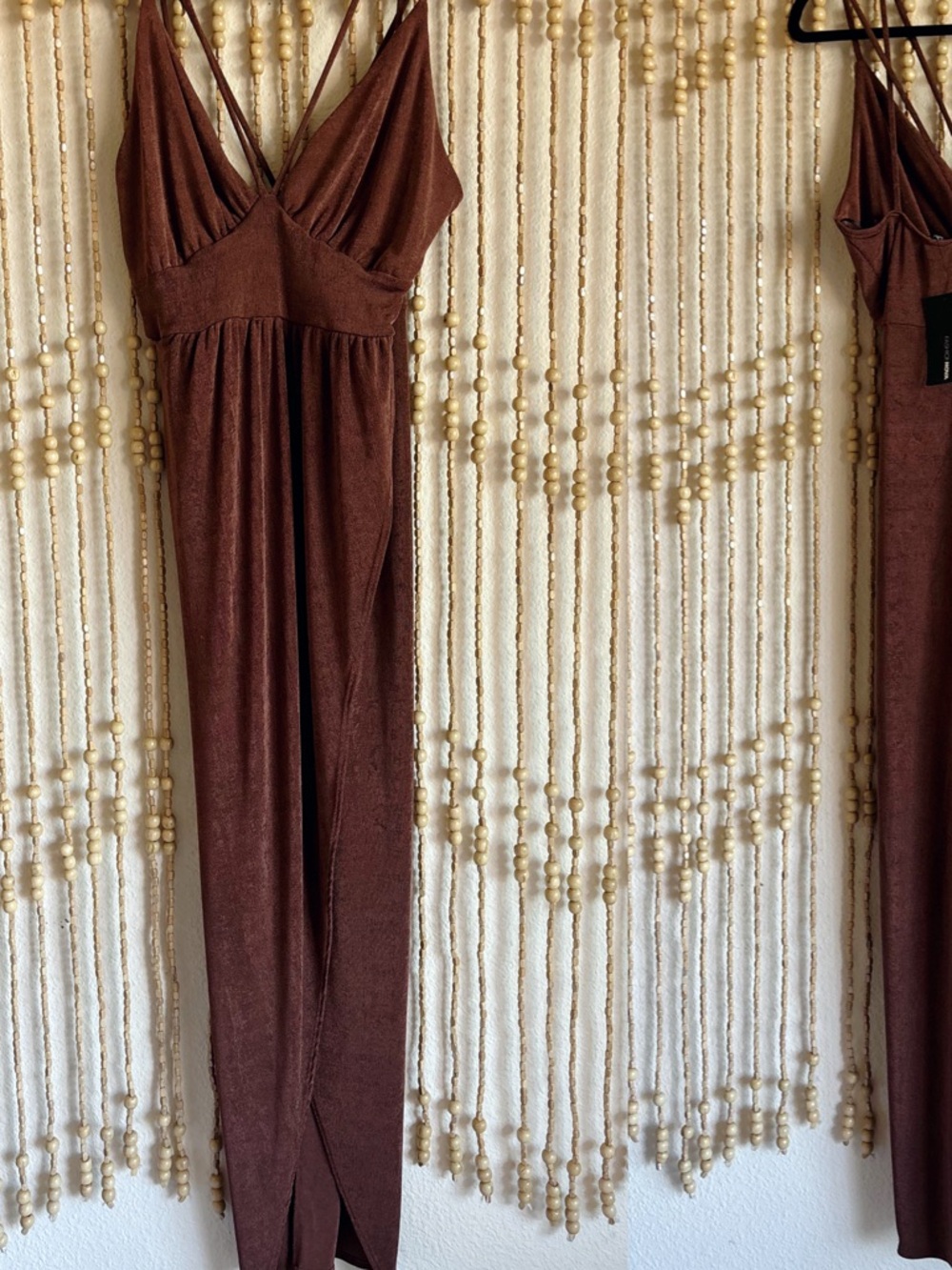 NWT Dark Brown Silky Stretchy Form
Fitting Sexy Wrap V-Neck Going Out Dress L
